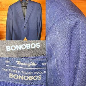 $400 NWOT Bonobos Marzotto wool chalk stripe blazer 42s slim fit